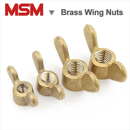 Free Shipping Brass Wing Nuts Thumb Tighten Butterful Nuts M3 M4 M5 M6 M8 M10 M12 M16