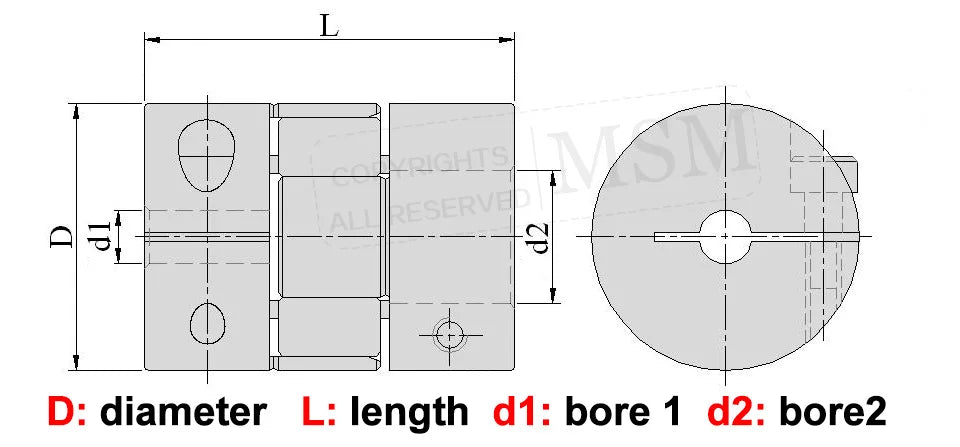 2pcs MSM Motor Shaft Couplers D25L30 Jaw Flexible Plum Clamp Coupling 8mm 5mm 6.35mm 10mm CNC Couples Ballscrew Spider Connector