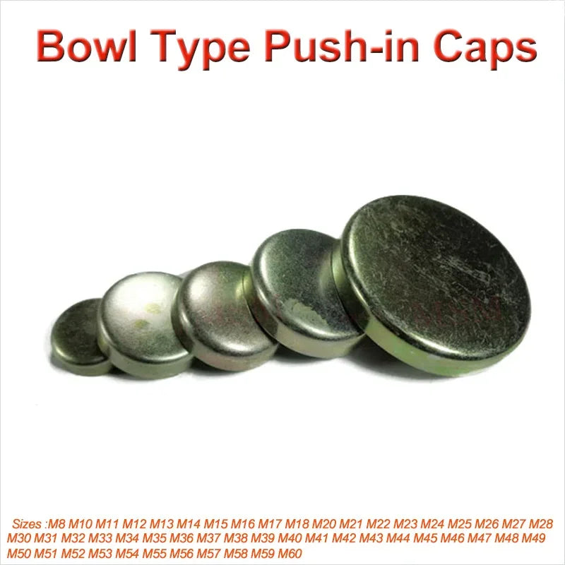 Metal Sealing Push-in Caps For Car Truck Tractor Engine Water Plug Thicken Bowl Type Expansion Plug Sealing Washer M8~M60