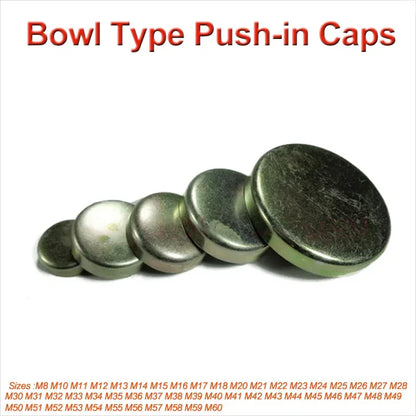 Metal Sealing Push-in Caps For Car Truck Tractor Engine Water Plug Thicken Bowl Type Expansion Plug Sealing Washer M8~M60