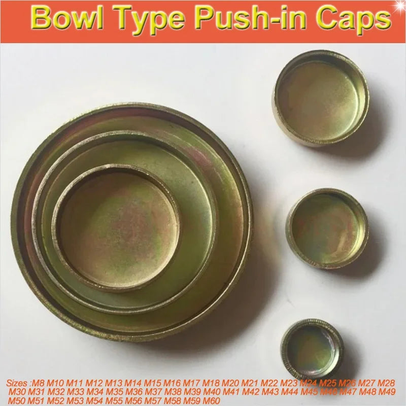 Metal Sealing Push-in Caps For Car Truck Tractor Engine Water Plug Thicken Bowl Type Expansion Plug Sealing Washer M8~M60