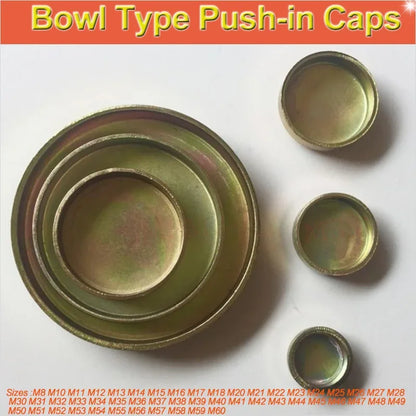 Metal Sealing Push-in Caps For Car Truck Tractor Engine Water Plug Thicken Bowl Type Expansion Plug Sealing Washer M8~M60