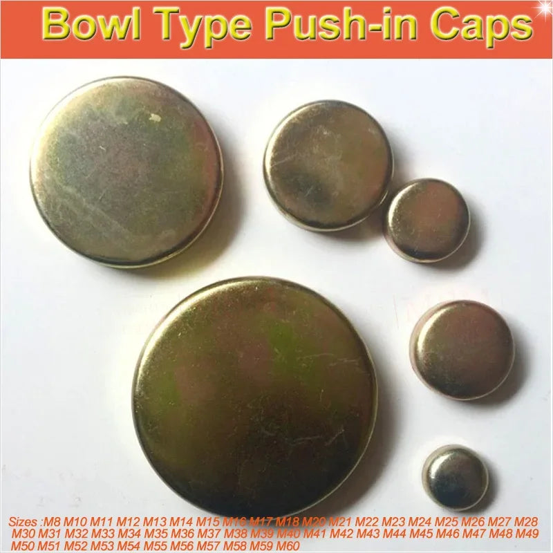 Metal Sealing Push-in Caps For Car Truck Tractor Engine Water Plug Thicken Bowl Type Expansion Plug Sealing Washer M8~M60