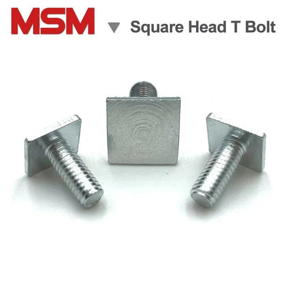 100pcs Square Flat Head Bolts 4.8 Level Galvanized T Shape Screw Stud M4 M5 M6 Chute Rail Track Quadrate Hammer Head T-Slot Bolt