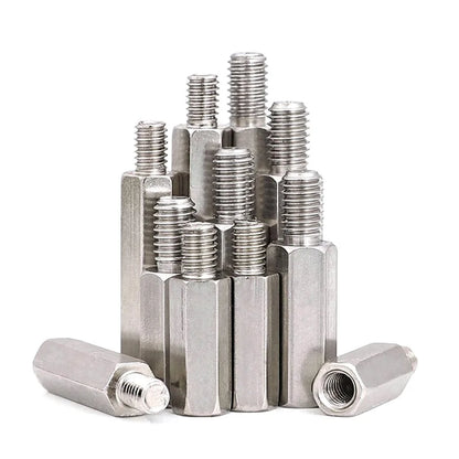 Xpcs M2.5 M3 M4 M5 Hex Male to Female Standoff 304 Stainless Steel Pillar Stud Column PCB Motherboard Spacer Screws Connector