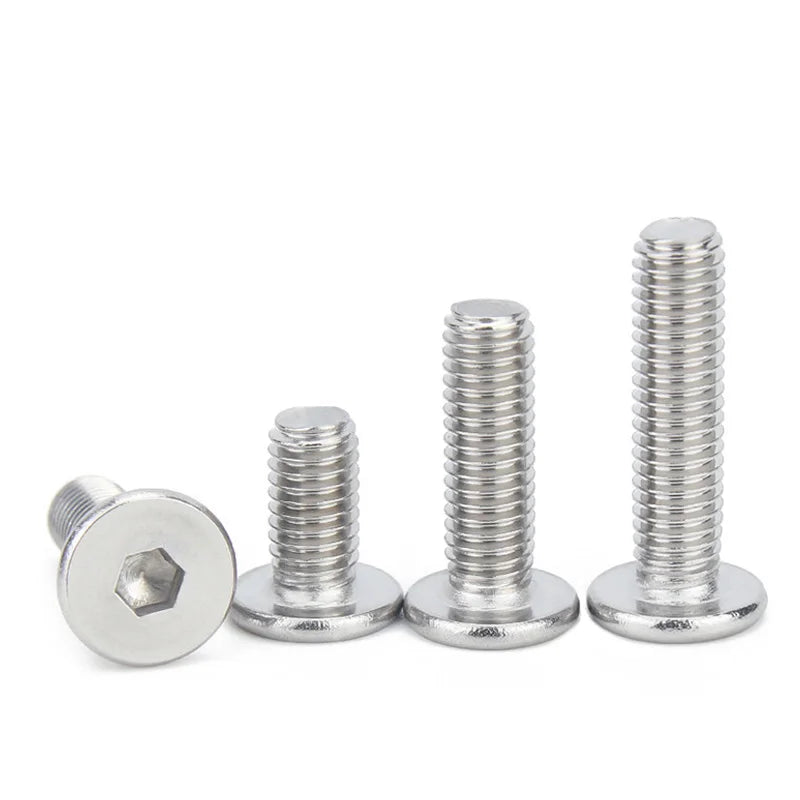 Xpcs M2 M2.5 M3 M4 M5 Hexagon Socket Ultra Thin Low Flat Screws 304 Stainless Steel Hex CM Screw Bolt