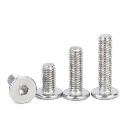 Xpcs M2 M2.5 M3 M4 M5 Hexagon Socket Ultra Thin Low Flat Screws 304 Stainless Steel Hex CM Screw Bolt