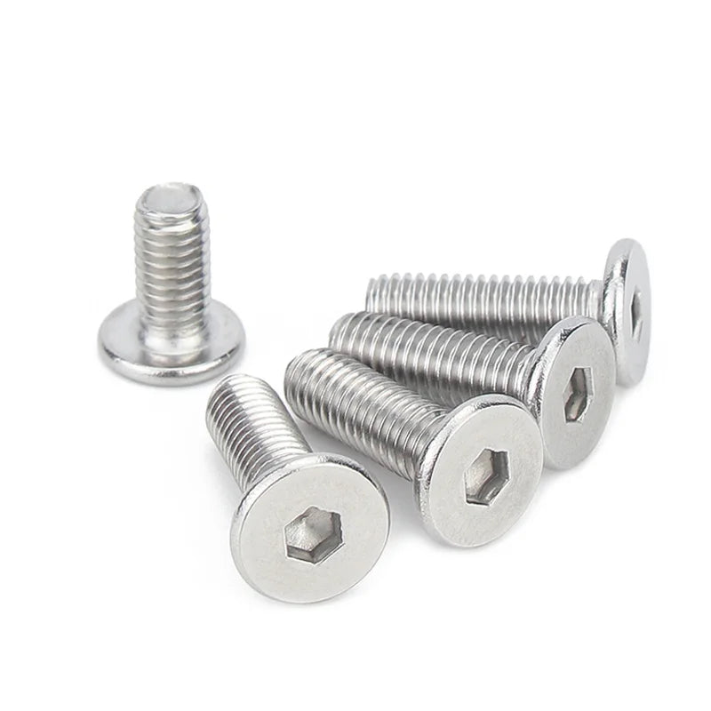 Xpcs M2 M2.5 M3 M4 M5 Hexagon Socket Ultra Thin Low Flat Screws 304 Stainless Steel Hex CM Screw Bolt