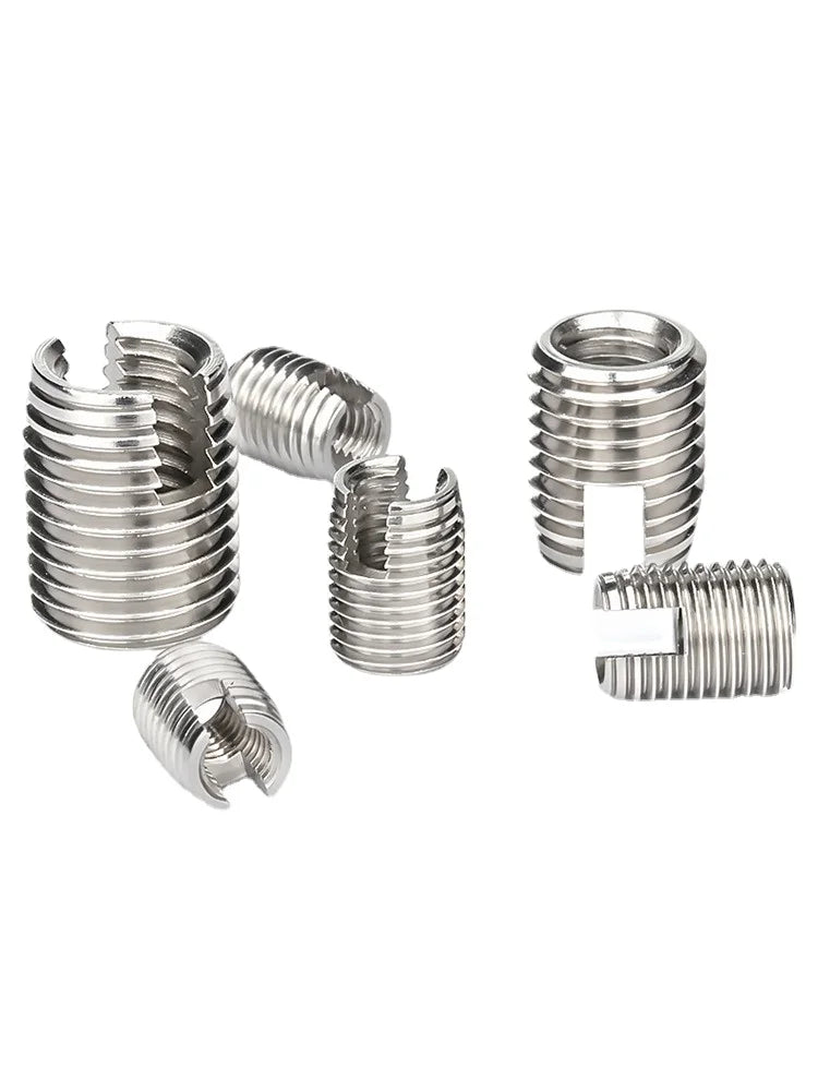 Xpcs M2 M3 M4 M5 M6 M8 M10 M12 Slotted Self Tapping Screw Sheath 304 Stainless Steel Thread Insert Threaded Sleeve Repair Nut