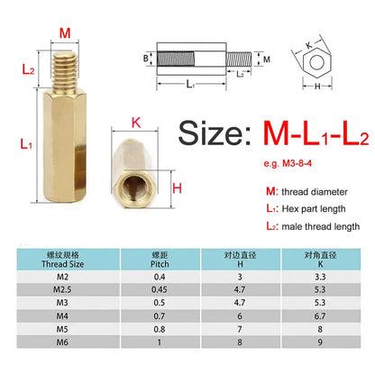 Xpcs M3 M4 Hexagon Brass Male Female Standoff Stud Single-pass Hex Column Pillar Mount PCB Motherboard Spacer Screw Bolt Nut
