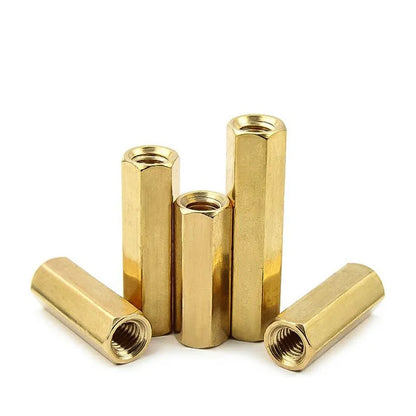 Xpcs M4 M5 M6 Hex Brass Female Thread Standoff Double-pass Hexagonal Copper Column Stud PCB Motherboard Spacer Screw Long Nut