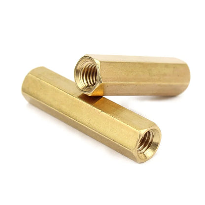 Xpcs M4 M5 M6 Hex Brass Female Thread Standoff Double-pass Hexagonal Copper Column Stud PCB Motherboard Spacer Screw Long Nut