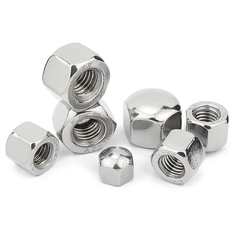 Xpcs Short Head Hexagon Acorn Nut 304 Stainless Steel Low Thin Cap M3 M4 M5 M6 M8 M10 M12 M14 M16 M20 Hex Cover Blind Nut DIN917