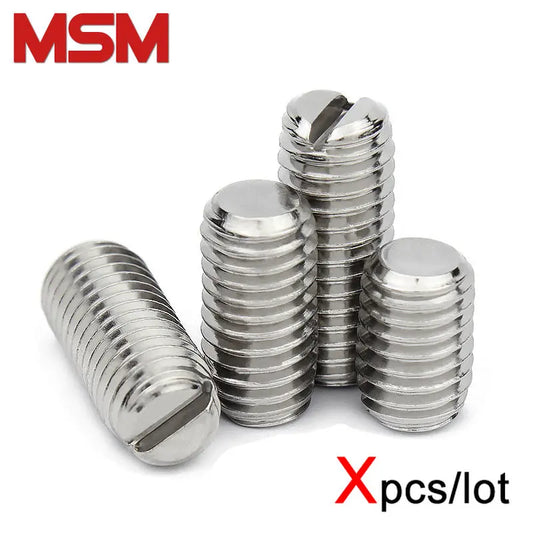 Xpcs/lot M1.6 M2 M2.5 M3 M4 M5 M6 M8 M10 Slotted Set Screw with Flat Point End 304 Stainless Steel Headless Grub Screws GB73