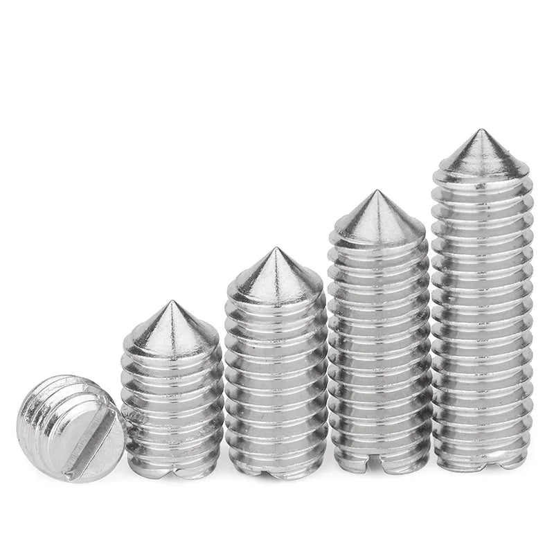 Xpcs/lot M1.6 M2 M2.5 M3 M4 M5 M6 M8 M10 Slotted Set Screw with Cone Point 304 Stainless Steel Tapered End Headless Grub DIN553