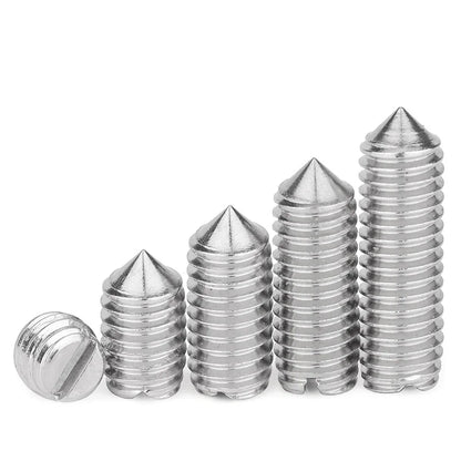 Xpcs/lot M1.6 M2 M2.5 M3 M4 M5 M6 M8 M10 Slotted Set Screw with Cone Point 304 Stainless Steel Tapered End Headless Grub DIN553