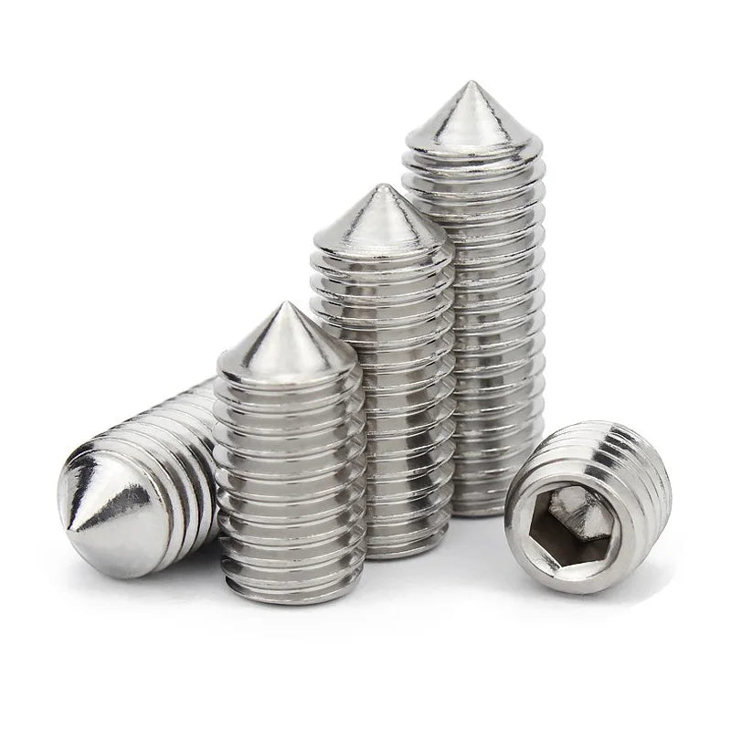 Xpcs/lot M3 M4 M5 M6 M8 Hexagon Socket Set Screws with Cone Point 304 Stainless Steel Fixed Headless Tip Grub Screw DIN914